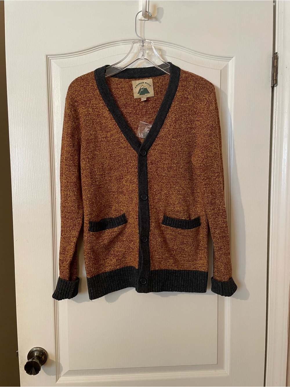 O’Hanlon Mills Lambswool Blend Cardigan XS Rust Marled Cabin Core Fall NWOT - Picture 6 of 7